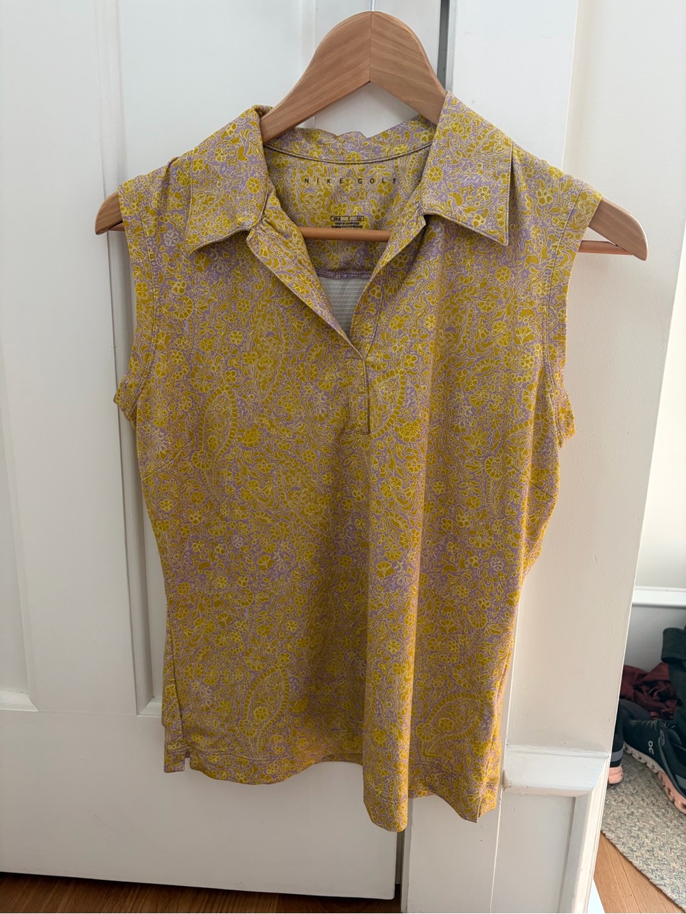 Nike Yellow Paisley Sleeveless Polo Tank
